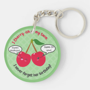 Cute Red Cherry Kawaii Twins Birthday Sleutelhanger