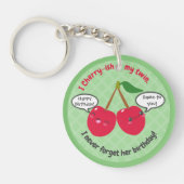 Cute Red Cherry Kawaii Twins Birthday Sleutelhanger (Voorkant)