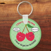 Cute Red Cherry Kawaii Twins Birthday Sleutelhanger (Voorkant)