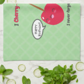 Cute Red Cherry Kawaii Twins Birthday Theedoek (Gevouwen)