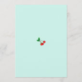 Cute Red Cherry Stems op Blauwgroen Menu Kaart (Achterkant)