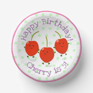 Cute red cherry vrienden cartoon illustratie papieren kommen