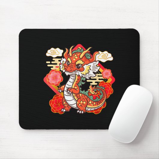 Cute Red Chinese New Year Of The Dragon 2024 Lunar Muismat (Met muis)