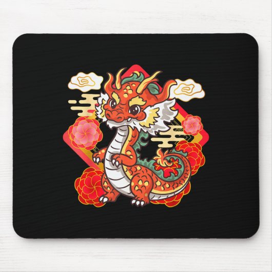 Cute Red Chinese New Year Of The Dragon 2024 Lunar Muismat (Voorkant)