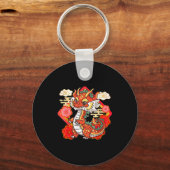 Cute Red Chinese New Year Of The Dragon 2024 Lunar Sleutelhanger (Voorkant)