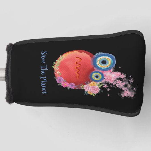 Cute Red Colorful Save the Planet Collectie Golfheadcover (Voorkant)