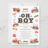 Cute Red Construction Truck Baby shower Kaart (Voorkant)