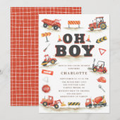 Cute Red Construction Truck Baby shower Kaart (Voorkant / Achterkant)