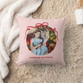 Cute Red Coquette Bow Ribbon Custom Photo Gift Kussen (Deken)