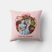 Cute Red Coquette Bow Ribbon Custom Photo Gift Kussen (Achterkant)
