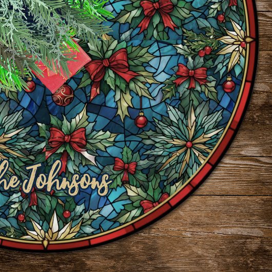 Cute red coquette bows stained glass custom kerstboom rok