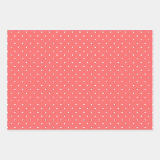 Cute Red Coral Magenta Valentijnsdag Harten Inpakpapier Vel (Voorkant 2)