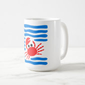 Cute Red Crab & Blue Waves Coastal Koffiemok (Voorkant rechts)