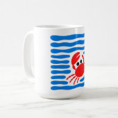Cute Red Crab & Blue Waves Coastal Koffiemok (Voorkant links)