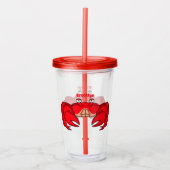 Cute red crab cartoon illustratie acryl drinkbeker (Voorkant)
