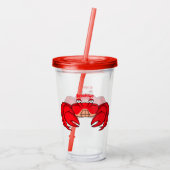 Cute red crab cartoon illustratie acryl drinkbeker (Achterkant)