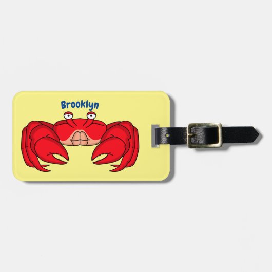 Cute red crab cartoon illustratie bagagelabel (Voorkant horizontaal)
