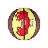 Cute red crab cartoon illustratie basketbal (Verticaal)