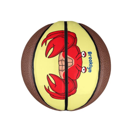 Cute red crab cartoon illustratie basketbal (Verticaal)