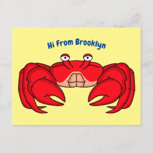 Cute red crab cartoon illustratie briefkaart