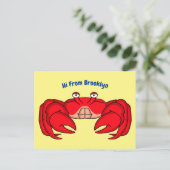 Cute red crab cartoon illustratie briefkaart (Staand voorkant)