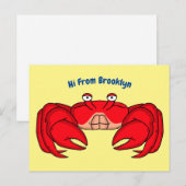 Cute red crab cartoon illustratie briefkaart (Voorkant / Achterkant)