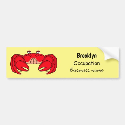Cute red crab cartoon illustratie bumpersticker (Voorkant)