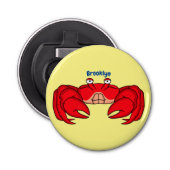 Cute red crab cartoon illustratie button flesopener (Voorkant)