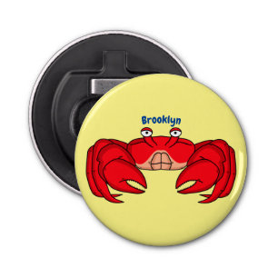 Cute red crab cartoon illustratie button flesopener