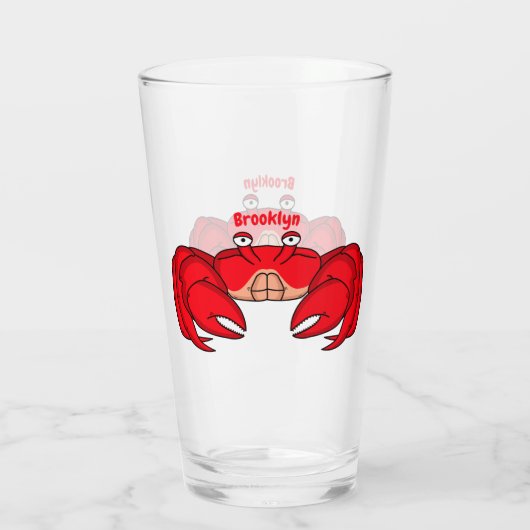 Cute red crab cartoon illustratie glas (Achterkant)