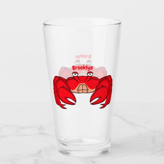 Cute red crab cartoon illustratie glas (Voorkant)