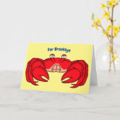 Cute red crab cartoon illustratie kaart (Gele Bloem)