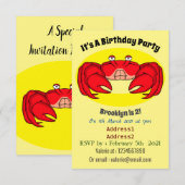 Cute red crab cartoon illustratie kaart (Voorkant / Achterkant)
