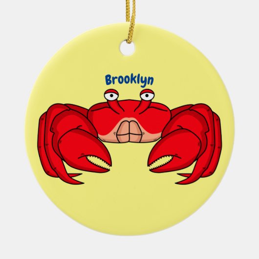 Cute red crab cartoon illustratie keramisch ornament (Voorkant)