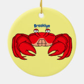 Cute red crab cartoon illustratie keramisch ornament (Achterkant)