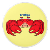 Cute red crab cartoon illustratie keramische knop (Voorkant)