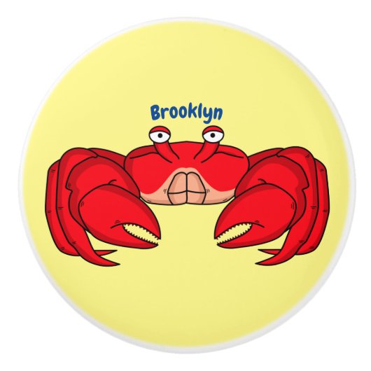 Cute red crab cartoon illustratie keramische knop (Voorkant)