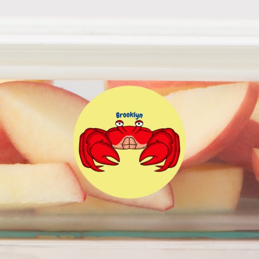 Cute red crab cartoon illustratie labels (Aangebracht)
