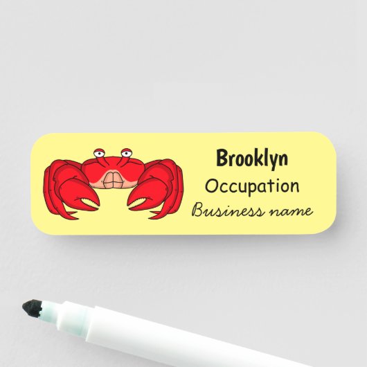 Cute red crab cartoon illustratie naamplaatje (In situ)