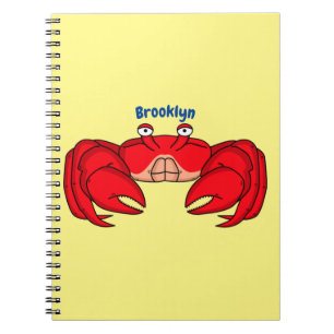 Cute red crab cartoon illustratie notitieboek