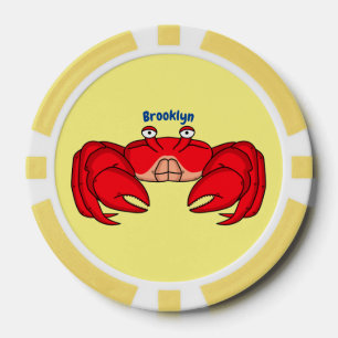 Cute red crab cartoon illustratie poker chips