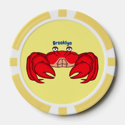 Cute red crab cartoon illustratie poker chips (Voorkant)