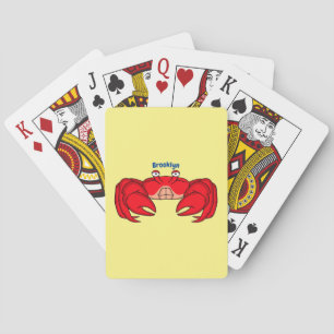 Cute red crab cartoon illustratie pokerkaarten