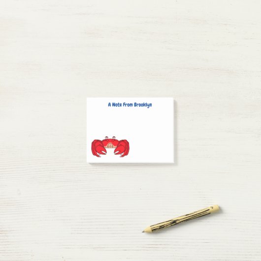 Cute red crab cartoon illustratie post-it® notes (Op bureau)