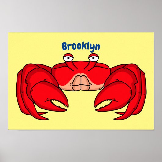 Cute red crab cartoon illustratie poster (Voorkant)