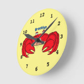 Cute red crab cartoon illustratie ronde klok (Hoek)