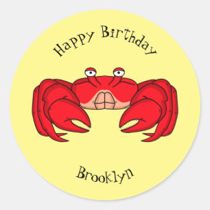 Cute red crab cartoon illustratie ronde sticker