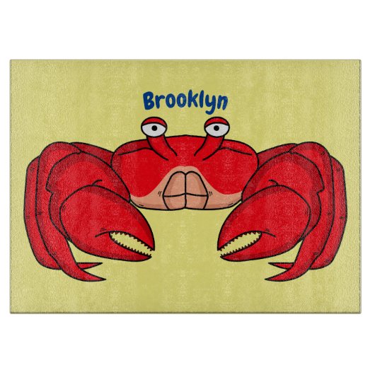 Cute red crab cartoon illustratie snijplank (Voorkant)