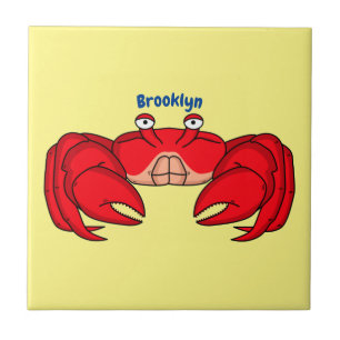 Cute red crab cartoon illustratie tegeltje
