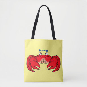 Cute red crab cartoon illustratie tote bag
